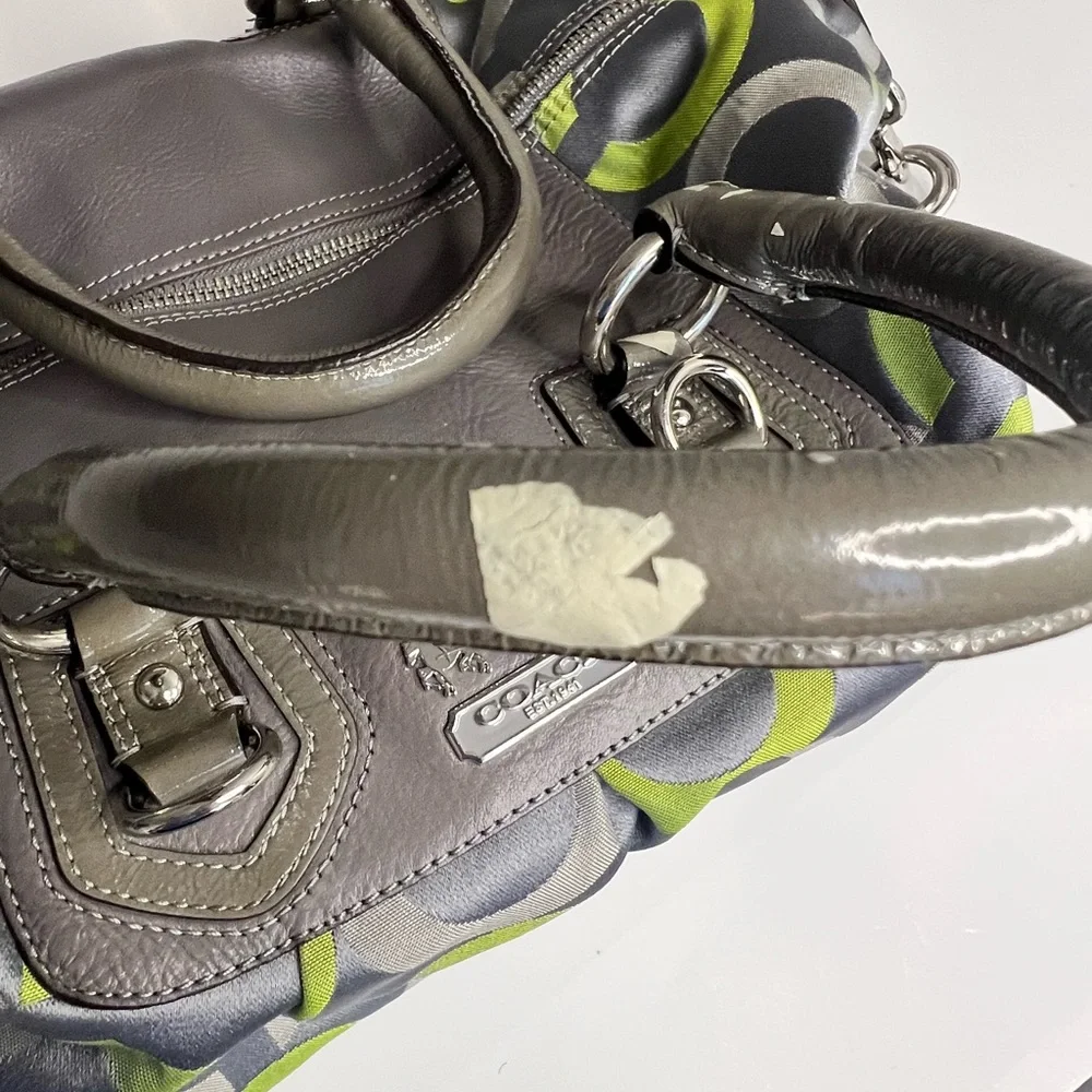 Coach Gray and Green Women's Bag - Picture 4 of 11